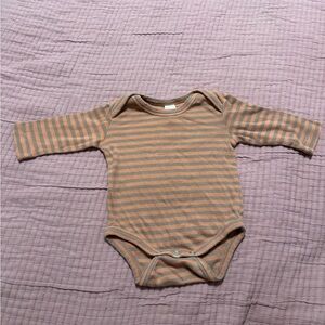 kate quinn Brown and Gray Striped Bodysuit